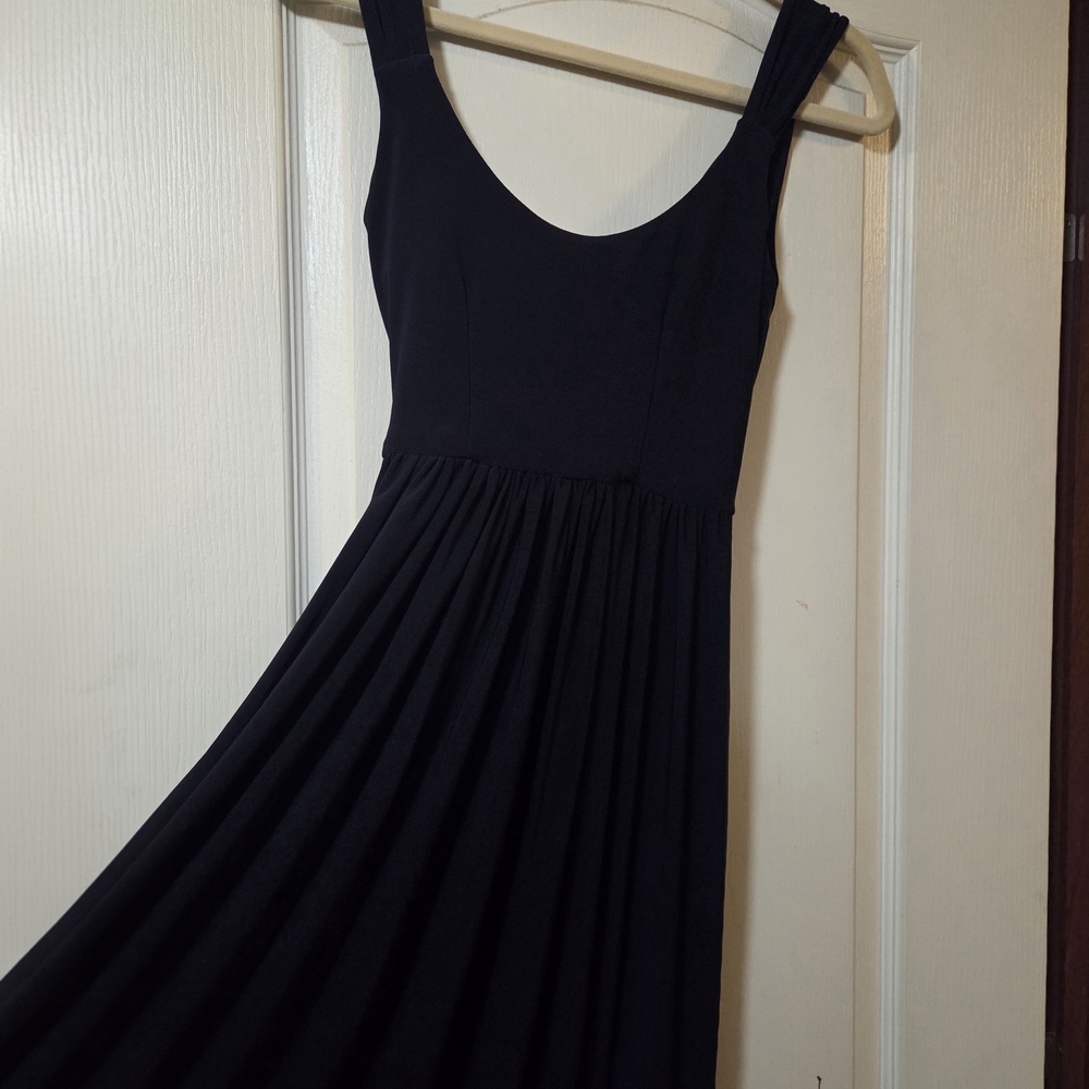 SORELLA VITA Black Midi Dress Elegant Navy Maxi Dress Empire Waist Formal Prom